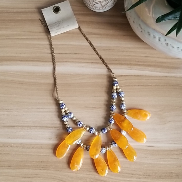 NWOT Anthropologie Sun Drop Stone 2 Row Necklace. Super cute for summer! - Picture 1 of 3